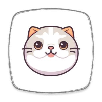 Scottish Fold Shorthair chat dessin animé Art de l’aquarelle - Magnet carré - blanc - Devant