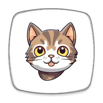 American Wirehair Cat Cartoon Watercolor Clipart - Square fridge magnet - white - Front