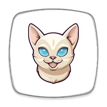 Chat tonkinois Cartoon Illustration à l’aquarelle - Magnet carré - blanc - Devant