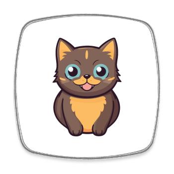 Somali Shorthair chat dessin animé aquarelle Clipart - Magnet carré - blanc - Devant