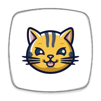 Scottish Straight Cat Cartoon Watercolor Clipart - Square fridge magnet - white - Front