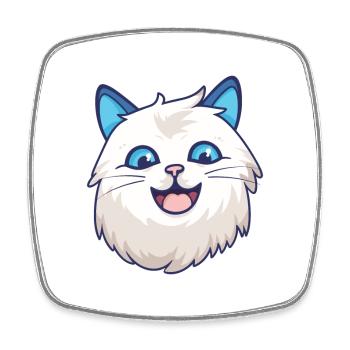 Ragdoll Cat Cartoon Watercolor Illustration - Square fridge magnet - white - Front