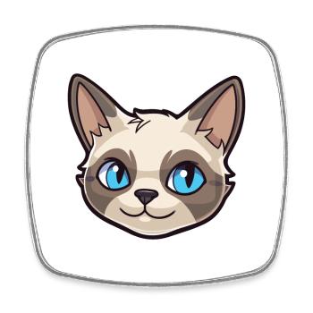 Siamkatze Karikatur Aquarell Illustration - Viereckiger Kühlschrankmagnet - Weiß - Vorne