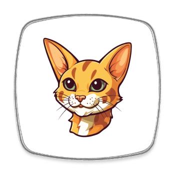 Ocicat Domestic Cat Cartoon Watercolor Clipart - Square fridge magnet - white - Front
