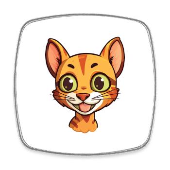 Ocicat chat dessin animé illustration à l’aquarelle - Magnet carré - blanc - Devant