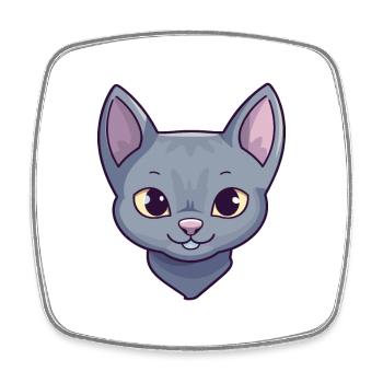 Korat chat coloré dessin animé aquarelle illustration - Magnet carré - blanc - Devant