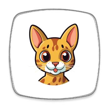 Ocicat Illustration Aquarelle De Dessin Animé Coloré - Magnet carré - blanc - Devant