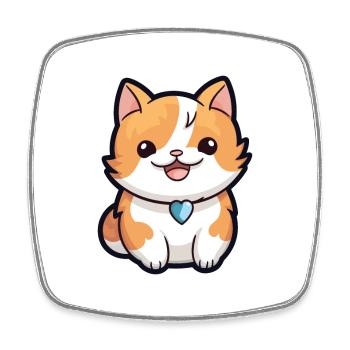 Munchkin Katze Cartoon Aquarell Illustration - Viereckiger Kühlschrankmagnet - Weiß - Vorne