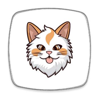 Karelian Bobtail Cat Cartoon Watercolor Clipart - Square fridge magnet - white - Front