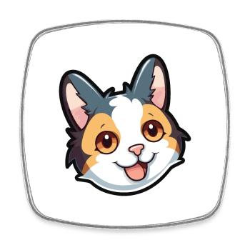 Japanisch Bobtail Katze Karikatur Aquarell Clipart - Viereckiger Kühlschrankmagnet - Weiß - Vorne