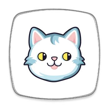 Foldex chat dessin animé aquarelle illustration - Magnet carré - blanc - Devant