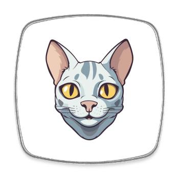 Egyptian Mau Cat Cartoon Watercolor Illustration - Square fridge magnet - white - Front