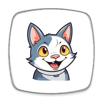 European Shorthair Cat Cartoon Watercolor Clipart - Square fridge magnet - white - Front