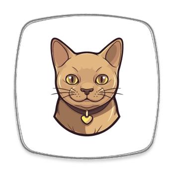 Burmesische Katze Cartoon Aquarell Illustration - Viereckiger Kühlschrankmagnet - Weiß - Vorne