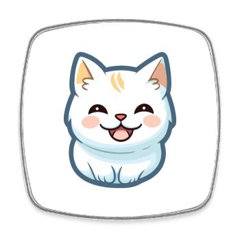 Burmilla chat dessin animé aquarelle illustration - Magnet carré - blanc - Devant