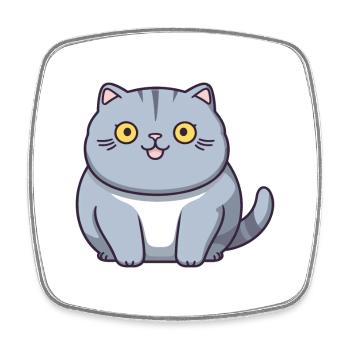British Shorthair chat dessin animé aquarelle Clipart - Magnet carré - blanc - Devant