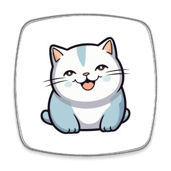 British Fold Shorthair Cat Dessin Aquarelle Art - Magnet carré - blanc - Devant