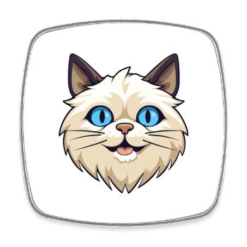 Birma Heilige Katze Karikatur Aquarell Illustration - Viereckiger Kühlschrankmagnet - Weiß - Vorne