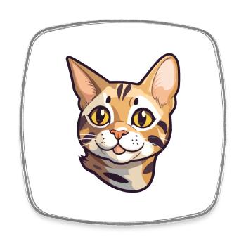 Bengal Katze Cartoon Aquarell Illustration - Viereckiger Kühlschrankmagnet - Weiß - Vorne