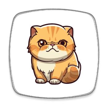 Chat exotique à poil court dessin animé aquarelle Clipart - Magnet carré - blanc - Devant