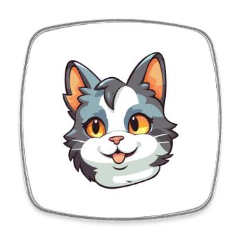Dilute Calico Cat Cartoon Watercolor Illustration - Square fridge magnet - white - Front