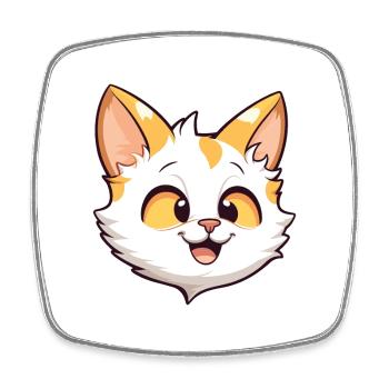 Bombai Cat Cartoon Watercolor Illustration - Square fridge magnet - white - Front