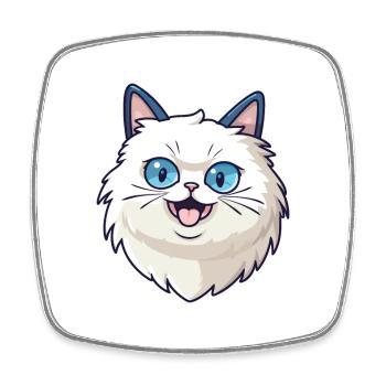 Birmakatze Karikatur Aquarell Illustration - Viereckiger Kühlschrankmagnet - Weiß - Vorne
