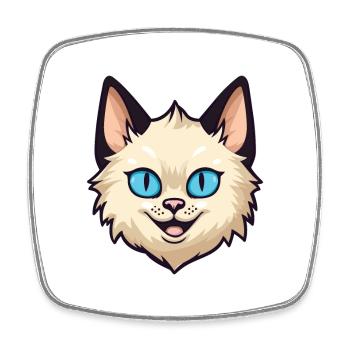 Balinese Cat Cartoon Watercolor Illustration - Square fridge magnet - white - Front