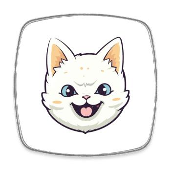 Chat asiatique coloré dessin animé aquarelle illustration - Magnet carré - blanc - Devant