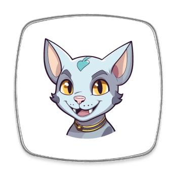 Arabian Egyptian Mau Cat Cartoon Watercolor Art - Square fridge magnet - white - Front