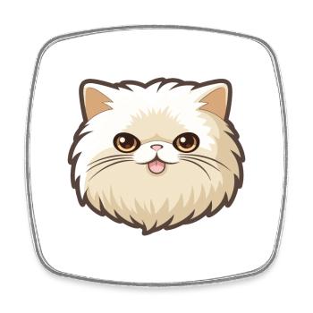 British Longhair Cat Cartoon Watercolor Clipart - Square fridge magnet - white - Front