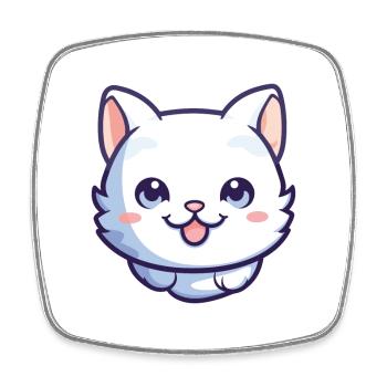 Bambino Cat Cartoon Illustration à l’aquarelle - Magnet carré - blanc - Devant