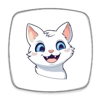 Khao Manee chat dessin animé illustration à l’aquarelle - Magnet carré - blanc - Devant