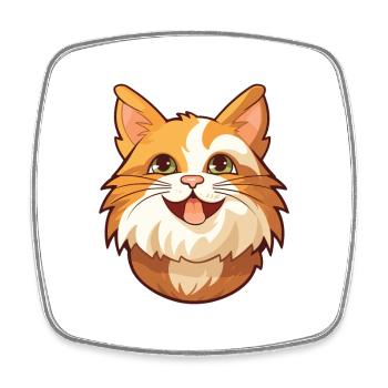 Karelian Bobtail Cat Cartoon Watercolor Clipart - Square fridge magnet - white - Front