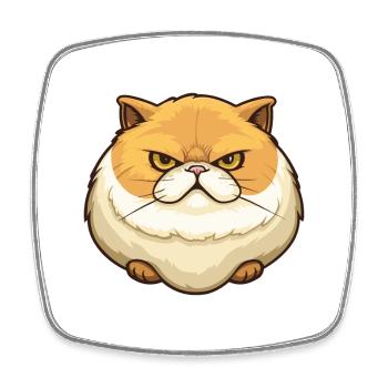 Chat exotique à poil court dessin animé aquarelle Clipart - Magnet carré - blanc - Devant