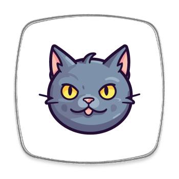 Chartreux Cat Cartoon Watercolor Illustration - Square fridge magnet - white - Front