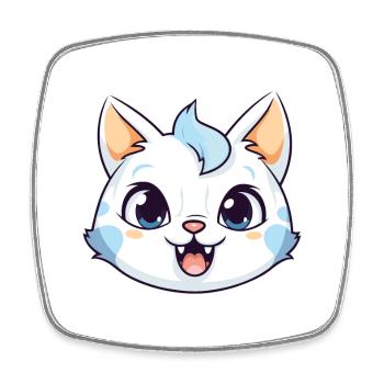 Foldex chat dessin animé aquarelle illustration - Magnet carré - blanc - Devant