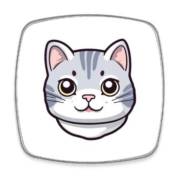 American Shorthair Cat Cartoon Watercolor Clipart - Square fridge magnet - white - Front