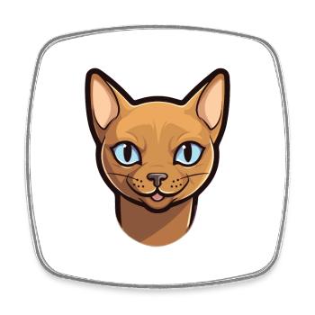 Europäisch Burmesische Katze Karikatur Aquarell Clipart - Viereckiger Kühlschrankmagnet - Weiß - Vorne