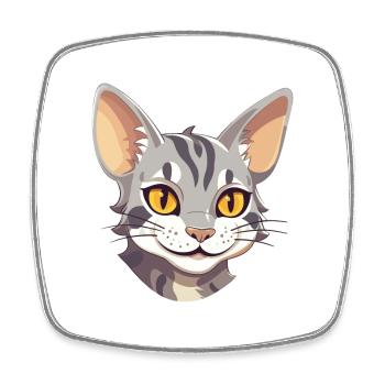 Egyptian Mau Cat Cartoon Watercolor Illustration - Square fridge magnet - white - Front