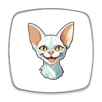Devon Rex Cat Cartoon Watercolor Illustration - Square fridge magnet - white - Front
