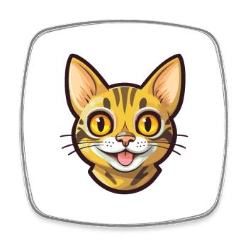 Bengal Katze Cartoon Aquarell Illustration - Viereckiger Kühlschrankmagnet - Weiß - Vorne