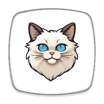 Birma Heilige Katze Karikatur Aquarell Illustration - Viereckiger Kühlschrankmagnet - Weiß - Vorne