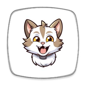 Bambino Cat Cartoon Illustration à l’aquarelle - Magnet carré - blanc - Devant