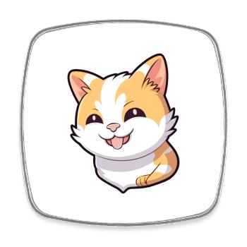 Japanisch Bobtail Katze Karikatur Aquarell Clipart - Viereckiger Kühlschrankmagnet - Weiß - Vorne