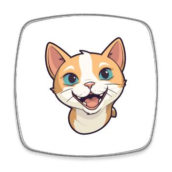 German Rex Cat Cartoon Watercolor Illustration - Square fridge magnet - white - Front