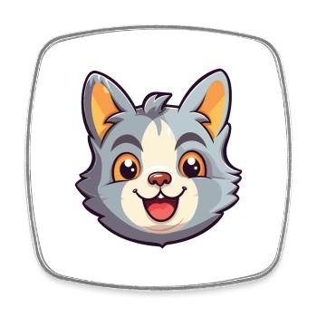 Domestic Cat Cartoon Watercolor Illustration - Square fridge magnet - white - Front