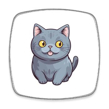 British Shorthair chat Cartoon aquarelle Clipart - Magnet carré - blanc - Devant