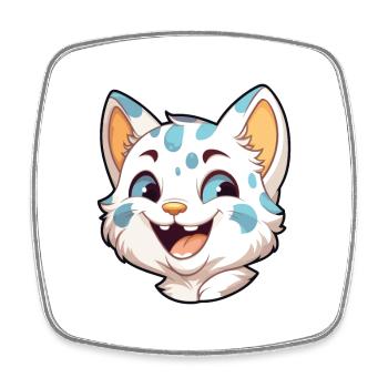 Australische gefleckte Nebelkatze Karikatur Aquarell Kunst - Viereckiger Kühlschrankmagnet - Weiß - Vorne