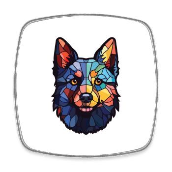 Schipperke Hunderasse Aquarell Glas Illustration - Viereckiger Kühlschrankmagnet - Weiß - Vorne